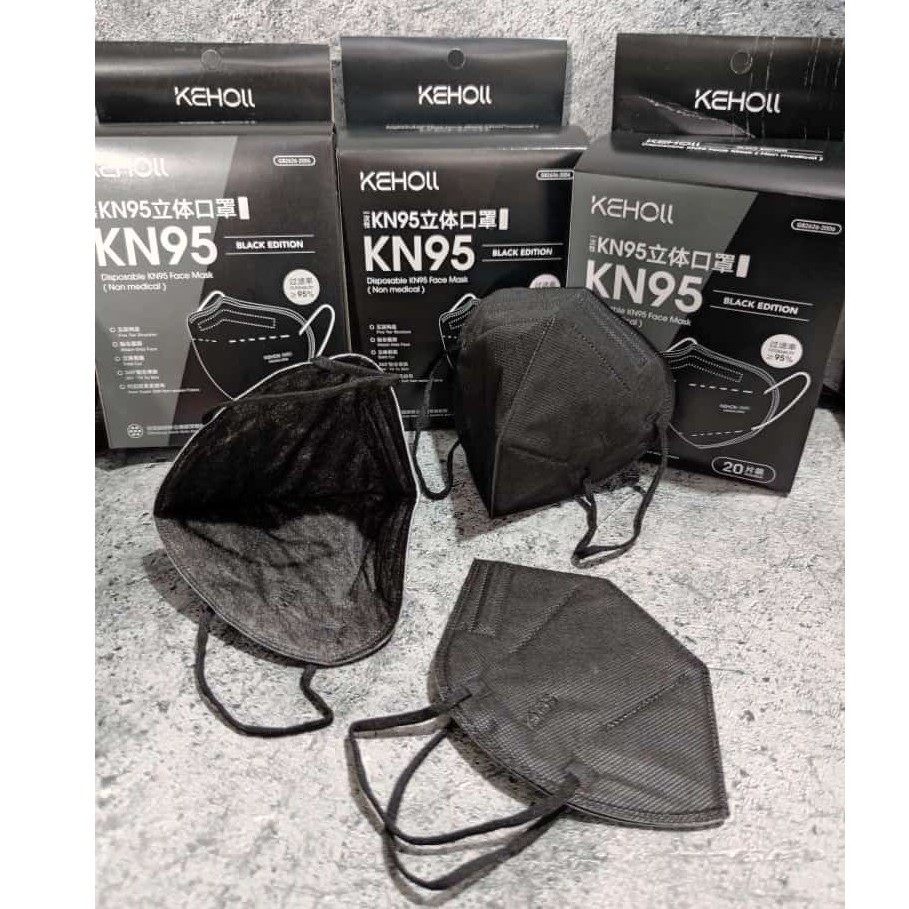 MASKER KN95 KEHOLL 5PLY EARLOOP PROTECTIVE MASK - BLACK BERKUALITAS & MURAH