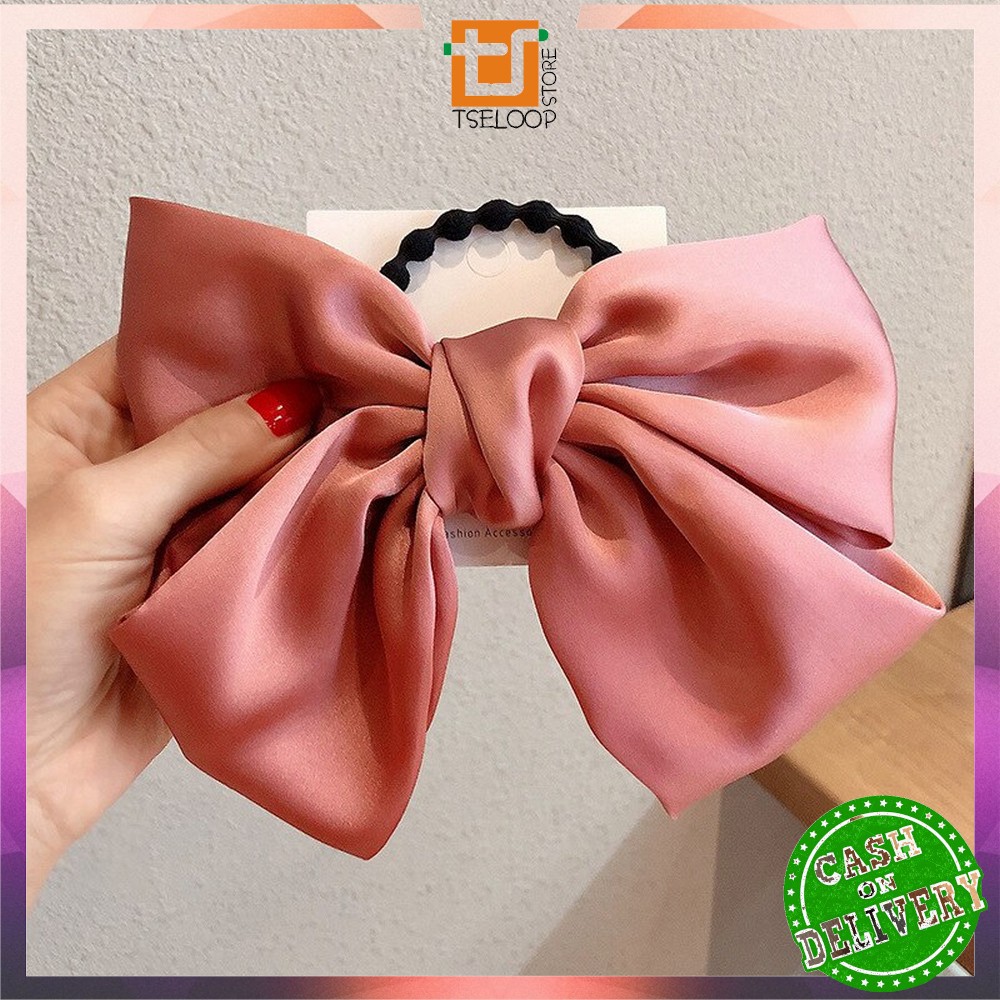OFM-C160 Ikat Rambut Pita Besar Kuncir Rambut Hairband Aksesoris Wanita Kunciran Rambut Korea Style-PITA PINK TUA