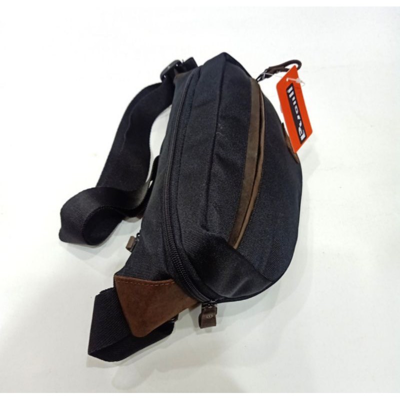 Waistbag pusiill 1403  black coudura kulit sapi tas pinggang tas bahu free gantungan kunci.