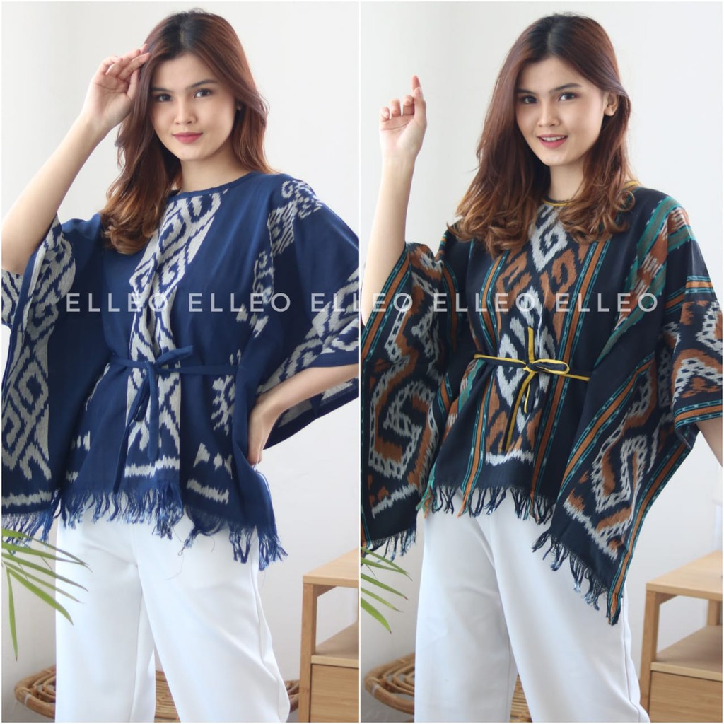 ELLEO BLOUSE TENUN 2 VARIAN BLUES CARDIGAN TENUN NAVY BROWN