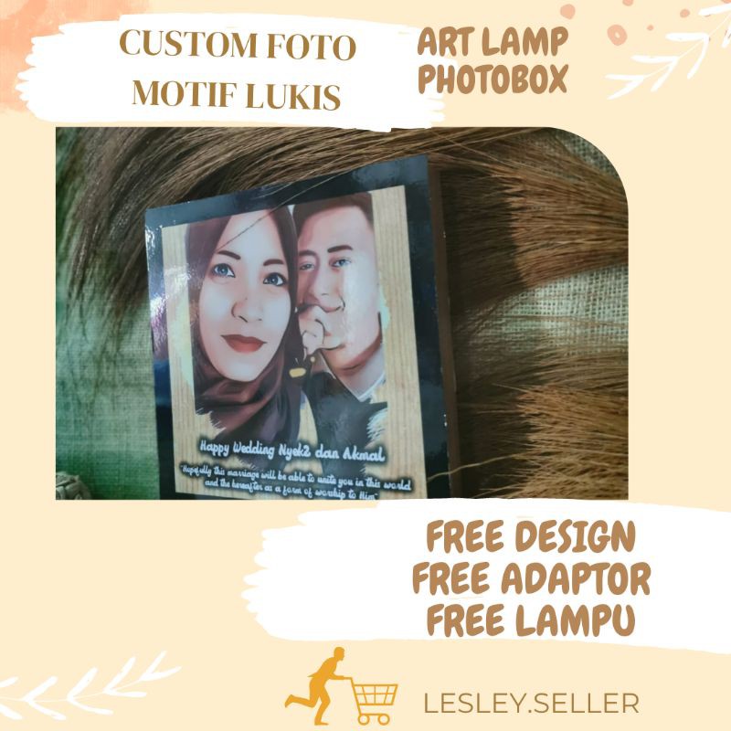 Dekorasi Hiasan Dinding Custom Foto Motif Lukis Artlamp Photobox Kado Suami Istri