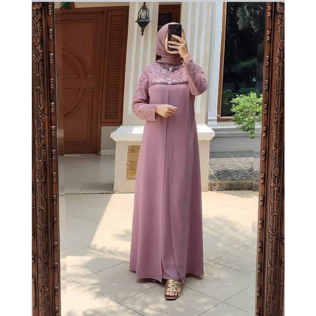 ADA JUMBO , Baju gamis wanita terbaru model pesta kekinian ceruty polos Kasual Size M L XL XXL busui