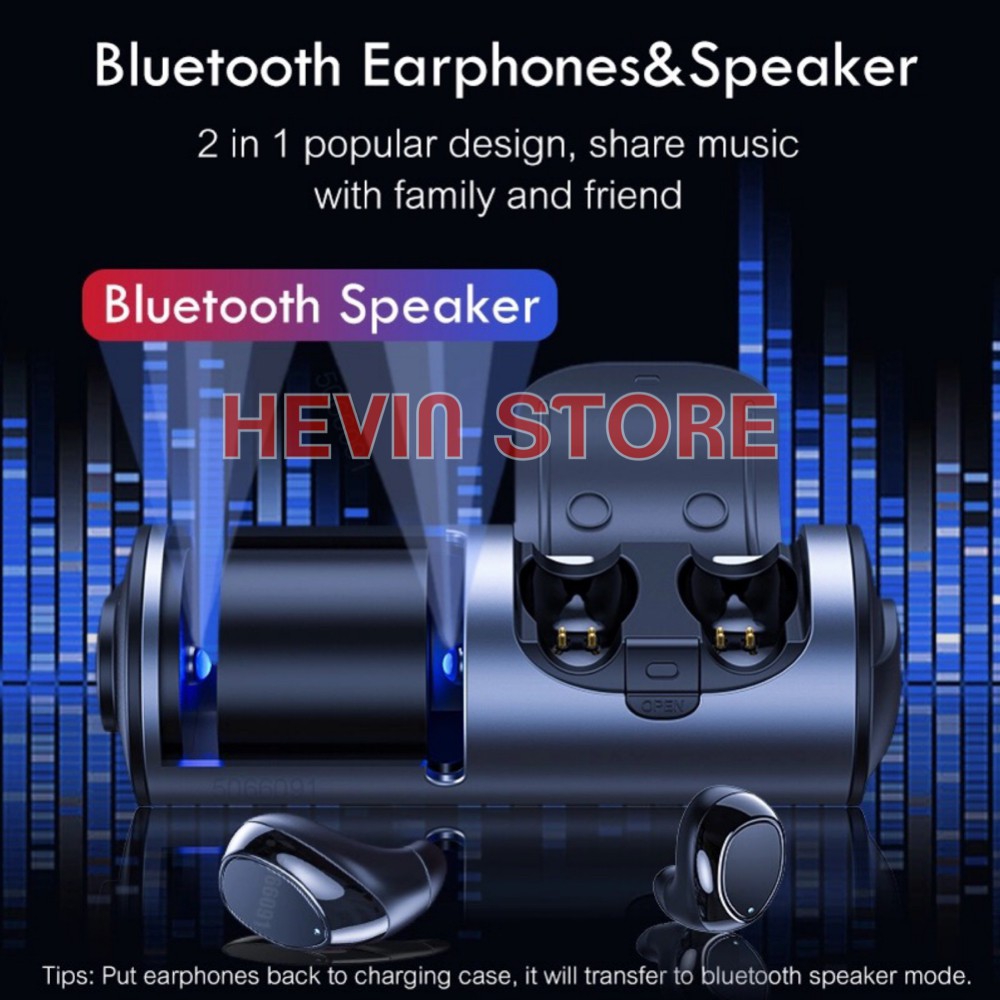 TWS HEADSET WIRELESS BLUETHOOTH 3in1 POWER BANK PLUS SPEAKER