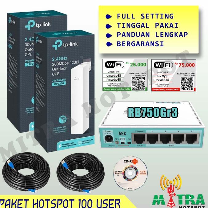 Paket Hotspot Rt Rw Net Sistem Voucher 100 User Siap Pakai - Murah