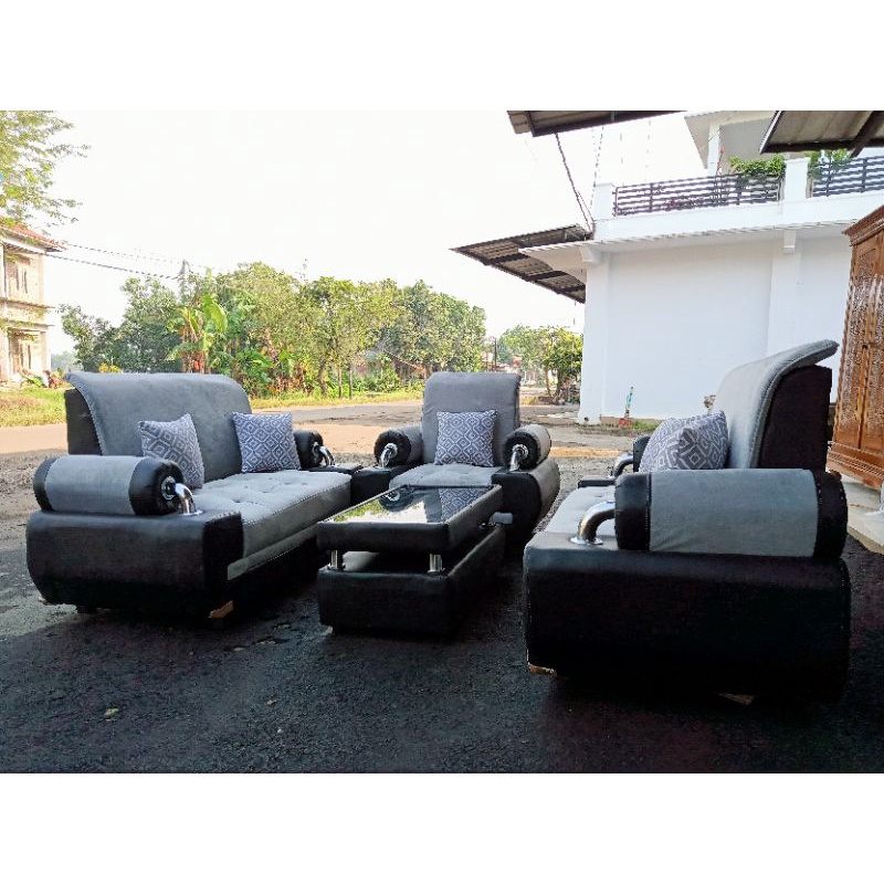 Sofa Ruang Tamu - Sofa Minimalis 321 - Sofa Ruang Tamu - Sandaran Full Busa - Sofa Tangan Stenlis