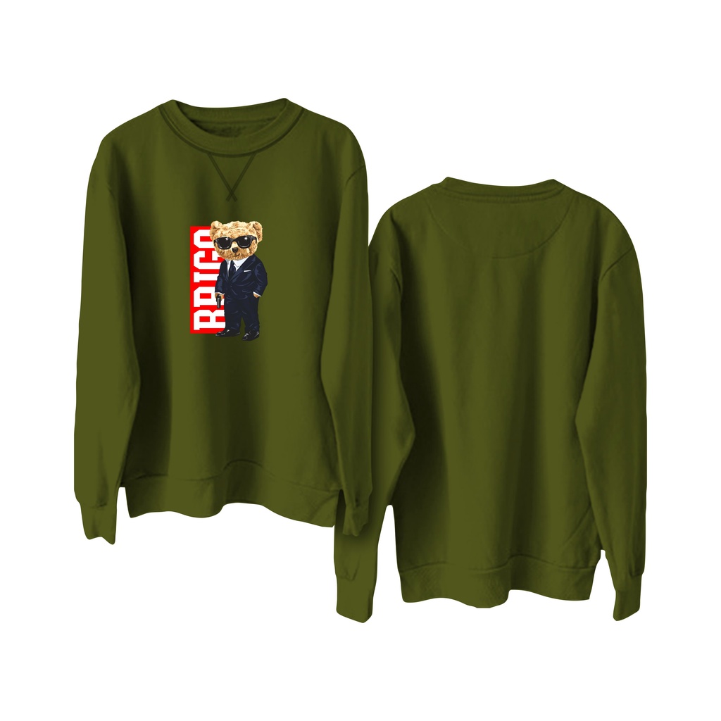 Sweater Crewneck BRIGO Sablon DTF Fleece Cotton || BRIGO Basic Sweatshirt Mapia beruang M-XXL (Pria &amp; Wanita) Free stiker&amp;Gantungan Kunci