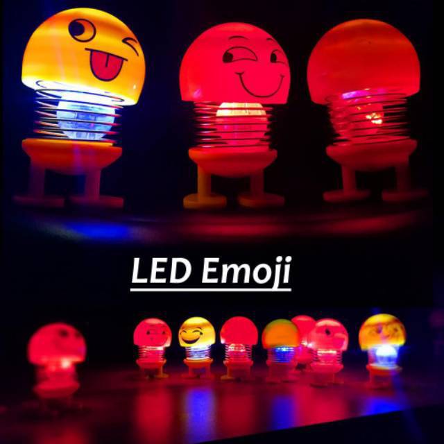 Spring doll LED / Boneka Kepala Goyang Peer Lampu / pajangan dasboard mobil