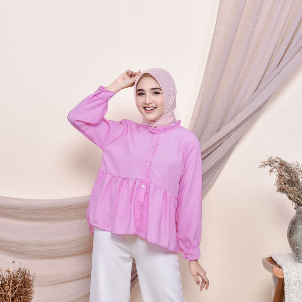 Elisa Blouse - Kemeja Blus Rempel Wolfis Polos