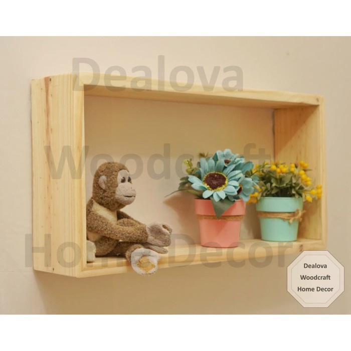 Rak Gantung Persegi Panjang Kayu Pinus Jati Belanda