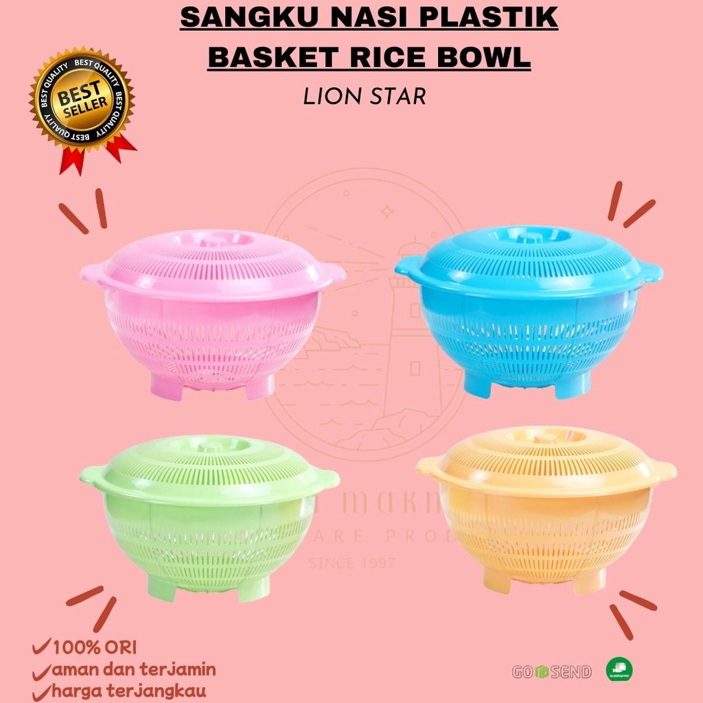 LION STAR - SANGKU NASI PLASTIK 1-2 LITER / BASKET RICE BOWL