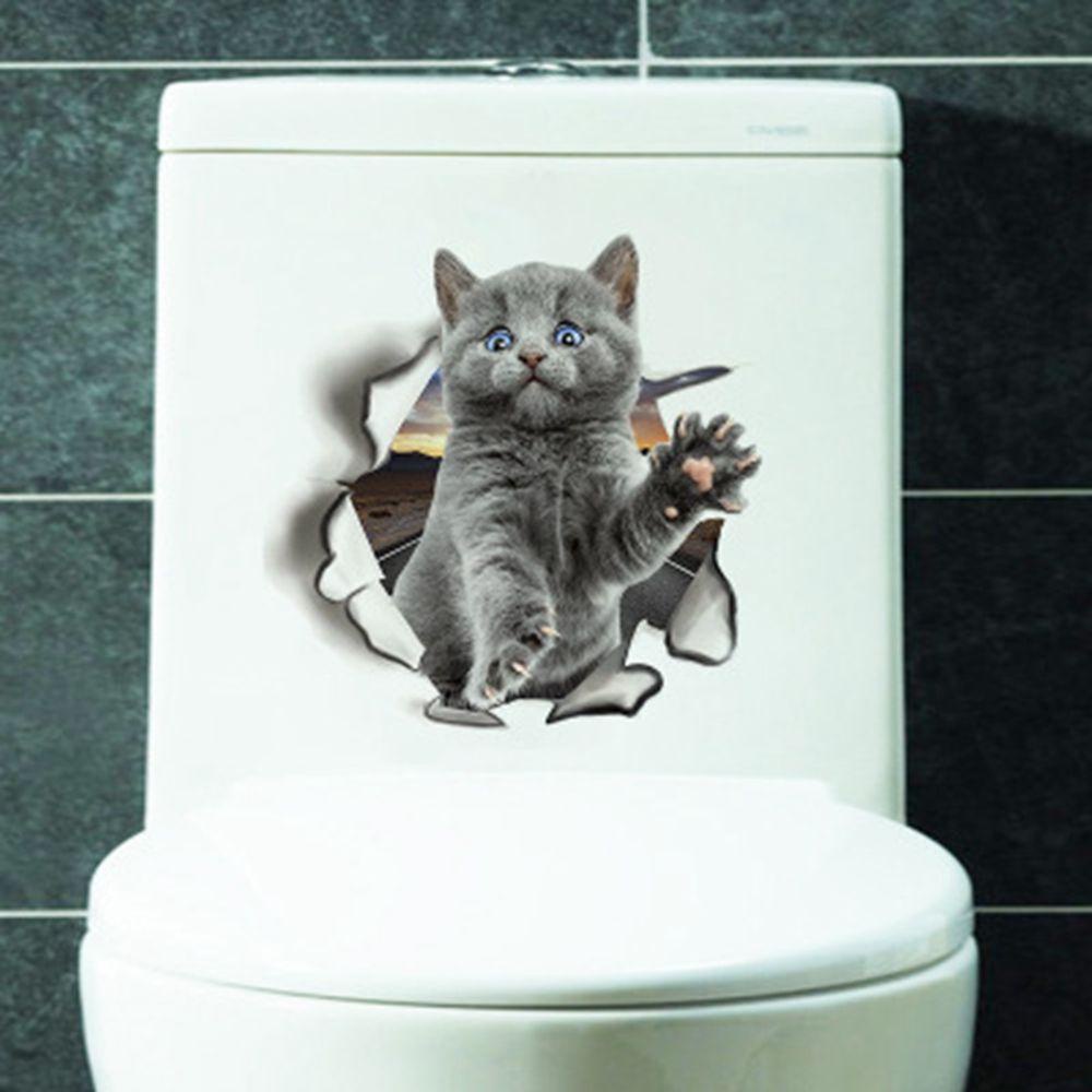 [Elegan] Stiker Toilet 3D Tahan Air Seni Hidup Stiker Dinding DIY Kamar Mandi Toilet Dapur Hewan Dekorasi Wc Mural