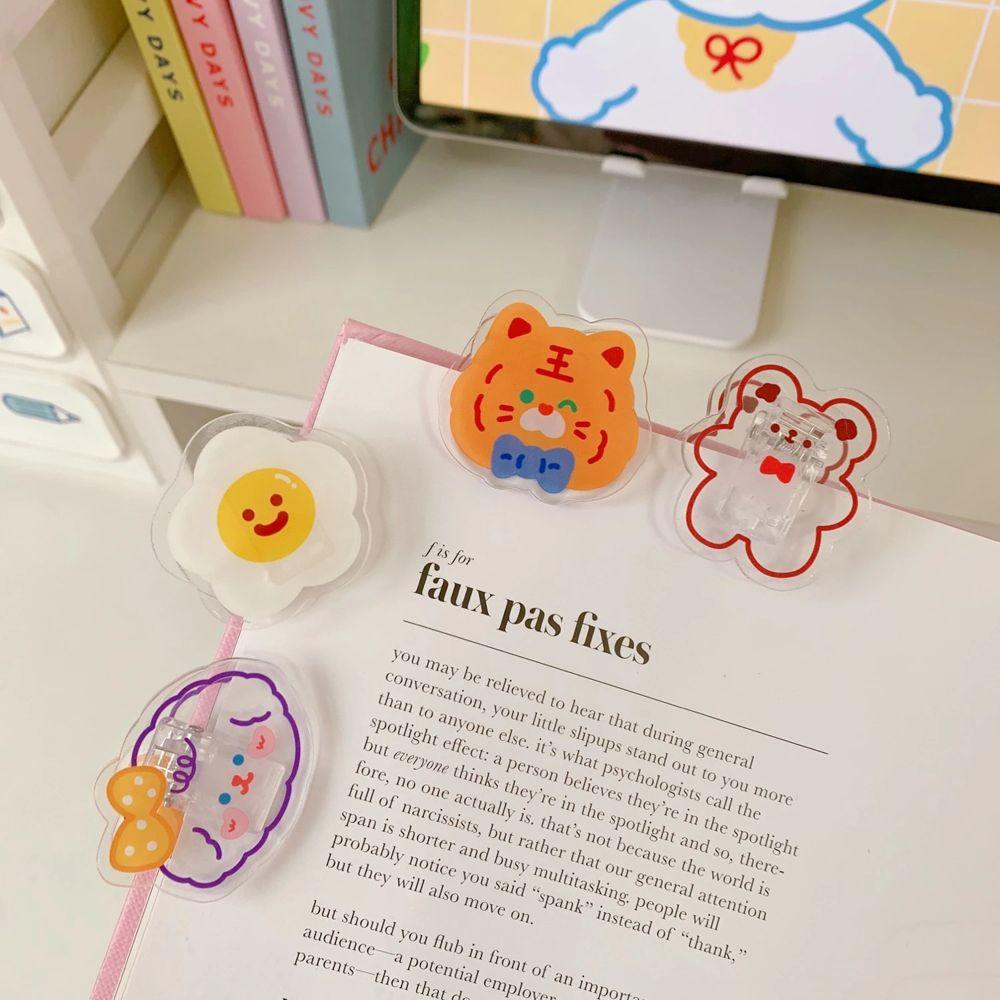 Lanfy Klip Transparan Kecil Hias Bookmark Alat Tulis Sekolah Surat Halaman Pemegang Perlengkapan Kantor Desktop Organizer Makanan Ringan Sealing Clip