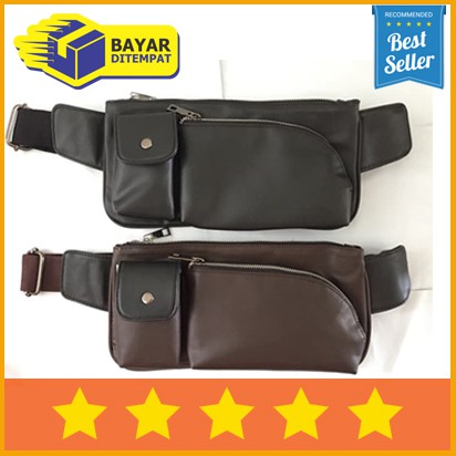 [BISA COD] Tas Selempang Dada Pria Kulit KEREN Tas Pinggang Kulit Cowok Banyak Kantong Murah TSS042