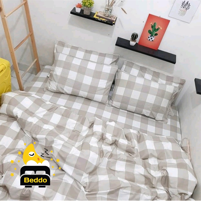 SPREI AESTHETIC MOTIF KOTAK KHAKI | SEPRAI KOTAK ALA KOREA FREE SARBAN SARGUL