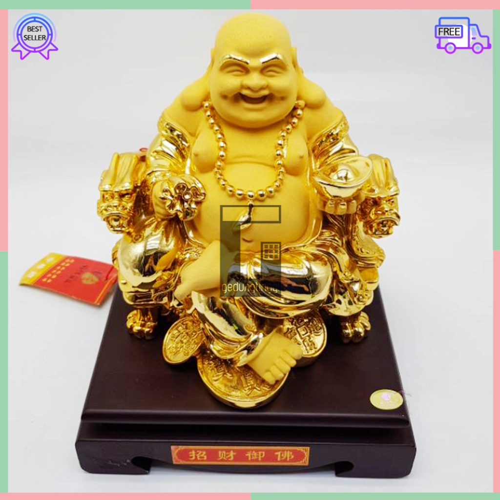 Pajangan Patung Hiasan Dekorasi Dewa Budha Buddha Julaihut Maitreya Matreiya Matreya Milefo Mi Le Fo Tertawa Hoki Rejeki Keberuntungan Yenpao Yuanbao Kantong Duit Uang Emas Meja Altar Hio Sembahyang Sembayang Hadiah Kado Imlek Sincia Cny 2023 Jumbo Besar