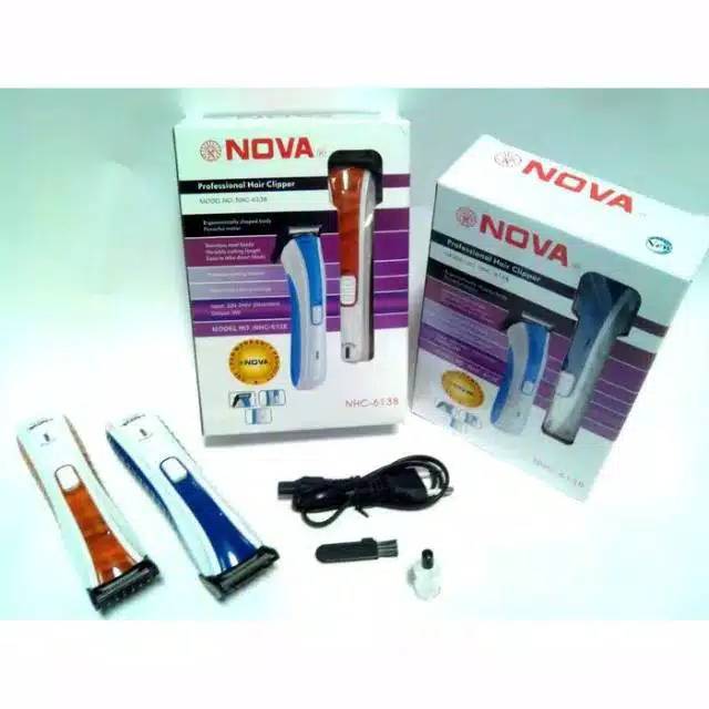 (COD) Alat Cukur Rambut Mesin Potong Jenggot Charger Portable Nova Nhc-6138