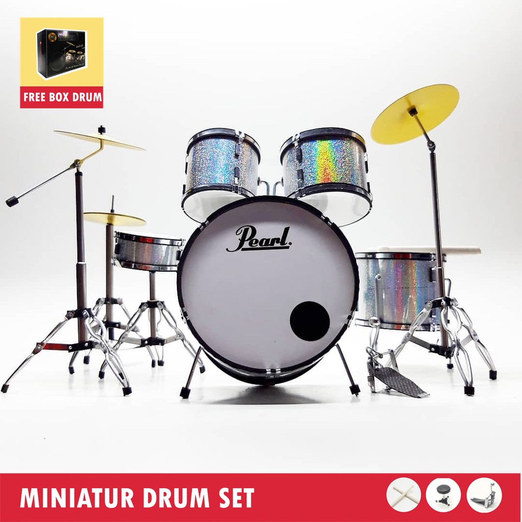 Miniatur drum pearl silver miniatur drum pearl Pajangan drum pearl