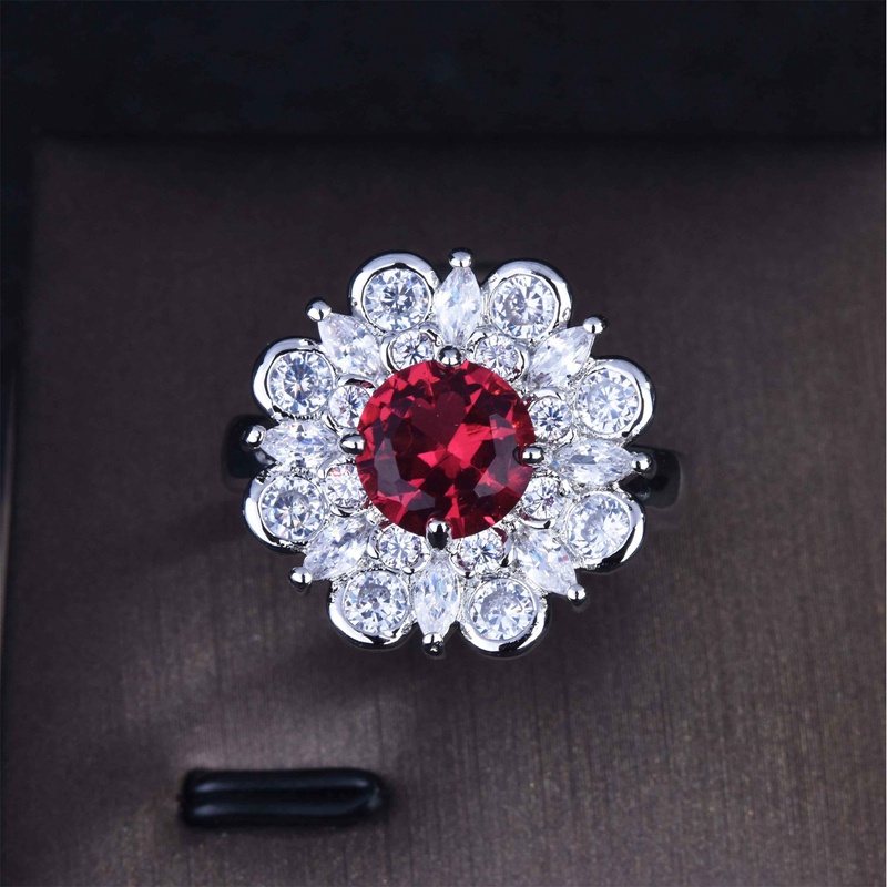 Fancyqube Cincin 925 Silver Hias Batu Permata Ruby Zircon Gaya Vintage Untuk Wanita