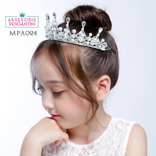 Aksesoris Mahkota Crystal Anak l Crown Mutiara Pesta Putri- MPA024