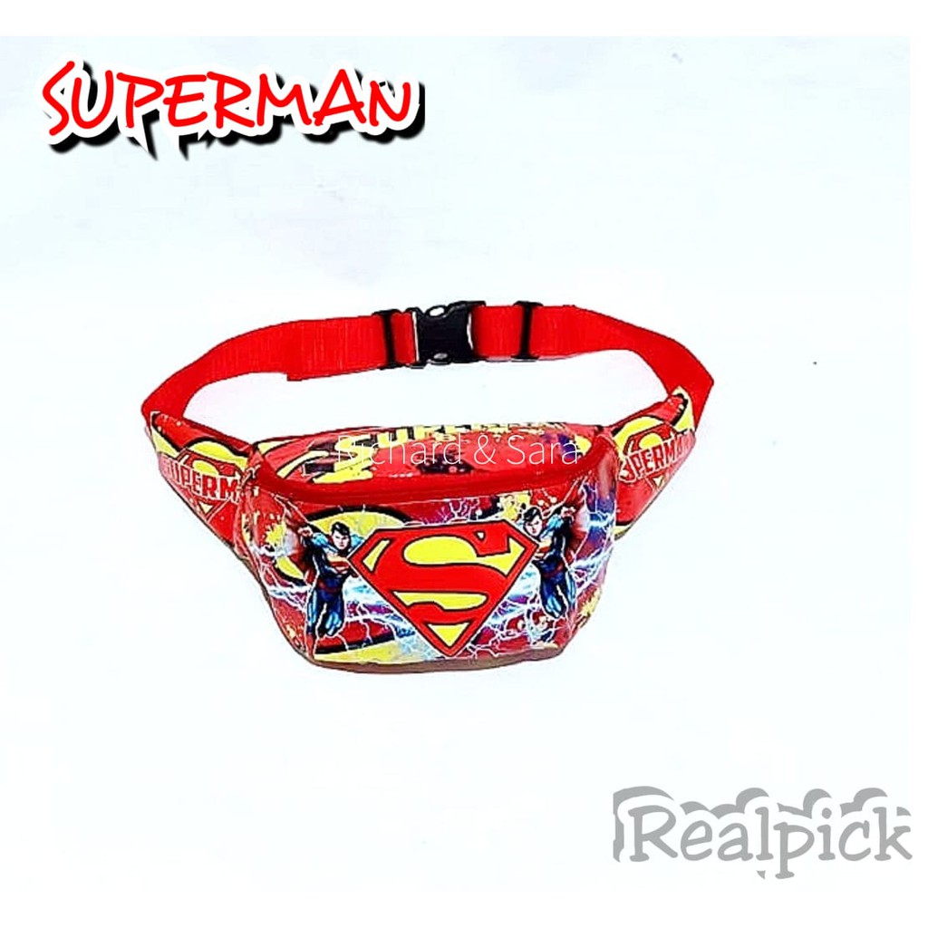 KSO_BAG - Tas Selempang WaistBag Anak Laki-Laki Terbaru 2021 Motif Carakter SUPER HERO Termurah