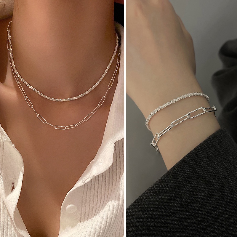 Kalung Multilayer Liontin Kupu-Kupu Aksen Mutiara Gaya Korea Untuk Wanita