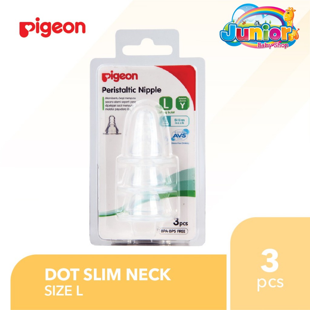 Pigeon Peristaltic Slim Neck Nipple Blister 3pcs