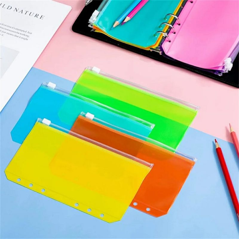 

Ziplock / Zipper / Kantong Binder A6 Transparan Full Color Warna - Warni