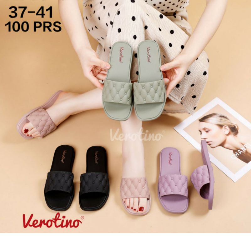 A729-131 Sandal Selop Jelly Wanita Verotino Sendal Karet Slop Cewek Perempuan A756-6 A756 756 756-6 A729 729 Glanzton Motif Bintik Teplek Flat Murah Impor Cantik Simple Import