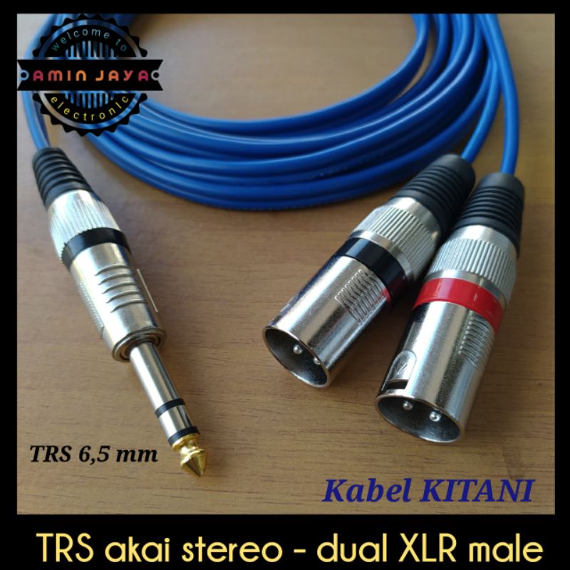 Kabel jack TRS 6,5 to dual xlr male panjang 1 sampai 5 meter