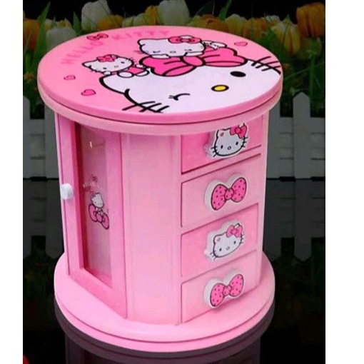 Kotak Perhiasan Hello Kitty / Tempat Perhiasan / Saving Box / Wooden Jewellery Box Hello Kitty