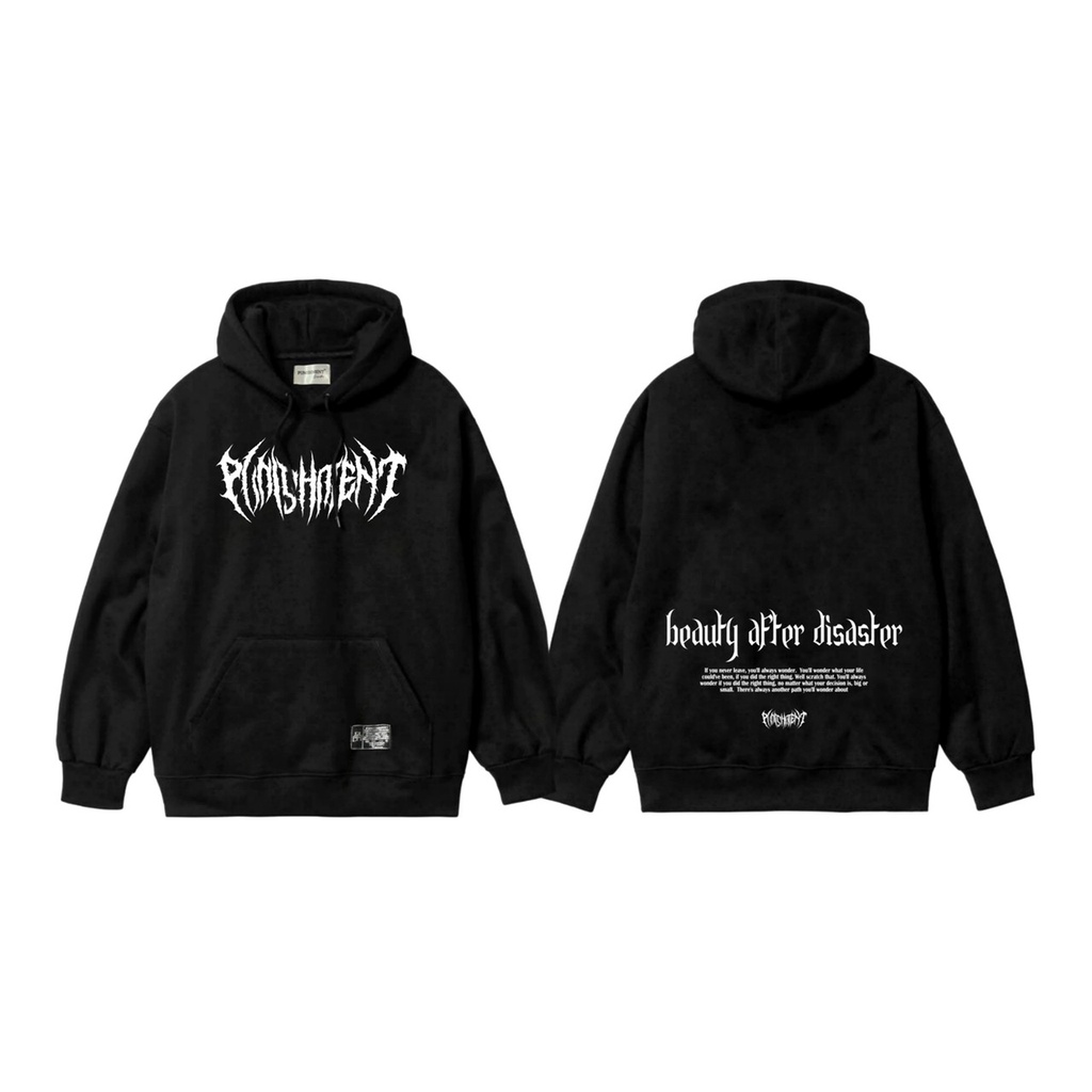 TURUN HARGA ! Hoodie Crop Original Punishment / Jaket Sweater Hoodie Pria Distro Original Punishment Motif Aesthetic Depan Belakang Hitam Motif Metal