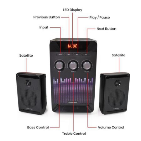 Speaker Bluetooth Simbadda CST 6000N+ Subwoofer Bass Power LED Display RGB Light 5.0