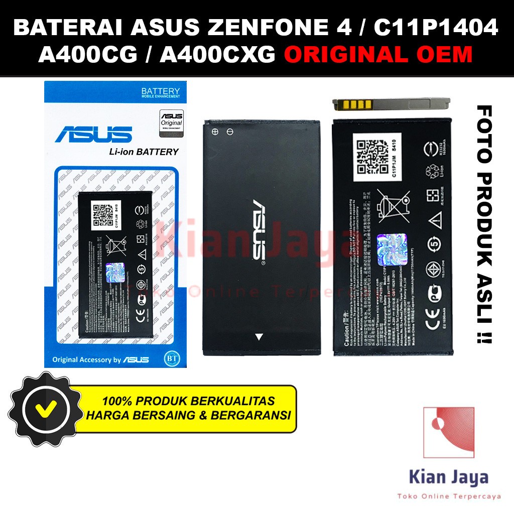 Baterai Asus Zenfone 4 C11P1404 Original OEM Batrai Batre Battery Hp A400CG A400CXG Ori