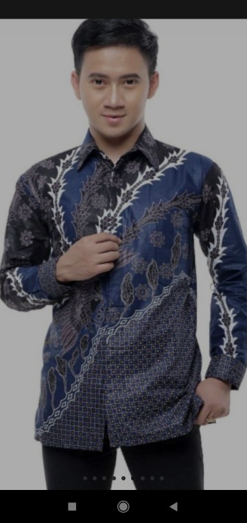 Kemeja Batik Pria Lengan Panjang Size M L Xl Xxl  Bswart Batik Hrb026 Kenongo Hem Panjang Padi