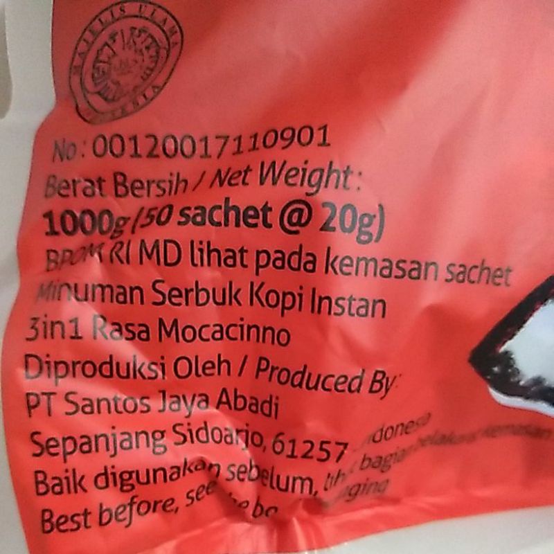 Kopi Good day Mocacinno 50 sachet x 20gr  ( 1 pack/5renceng )