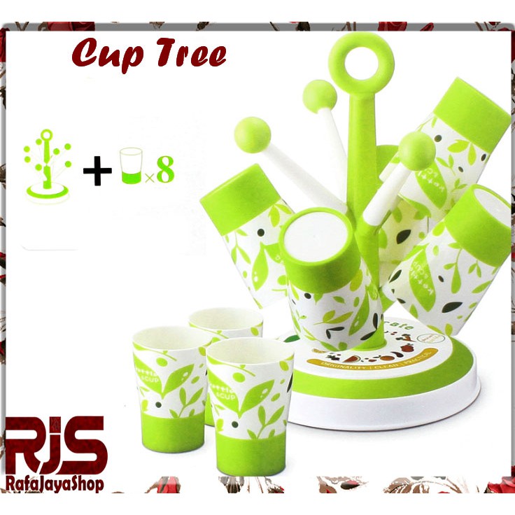 Cup Tree/Set gelas cantik berbentuk pohon, Isi 8 gelas + 1 holder