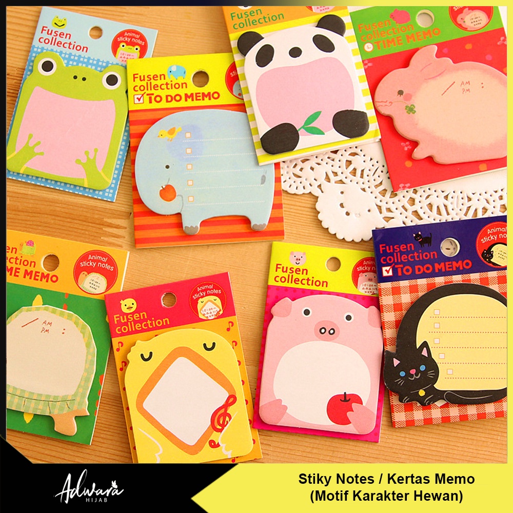 Sticky Notes Motif Animal Lucu / Tempelan Kertas Memo Motif Hewan