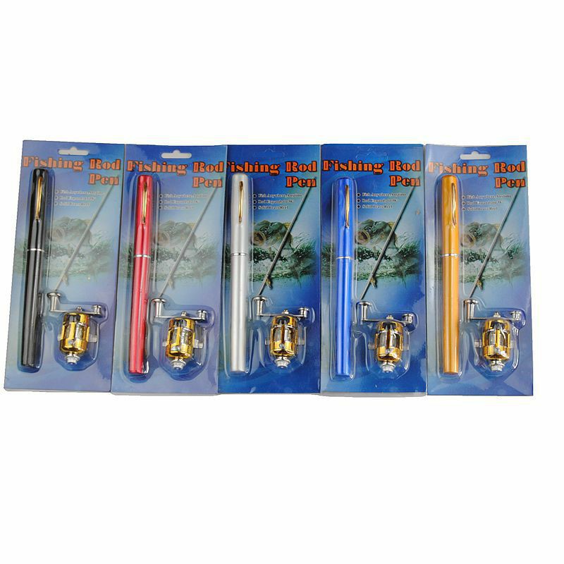 pancingan Joran pulpen 1 meter pen rod fishing set portable spinning/baitcasting reel telescopic