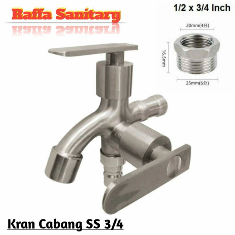 Kran Cabang Stainless 3/4 /Kran Shower/Kran Mesin Cuci