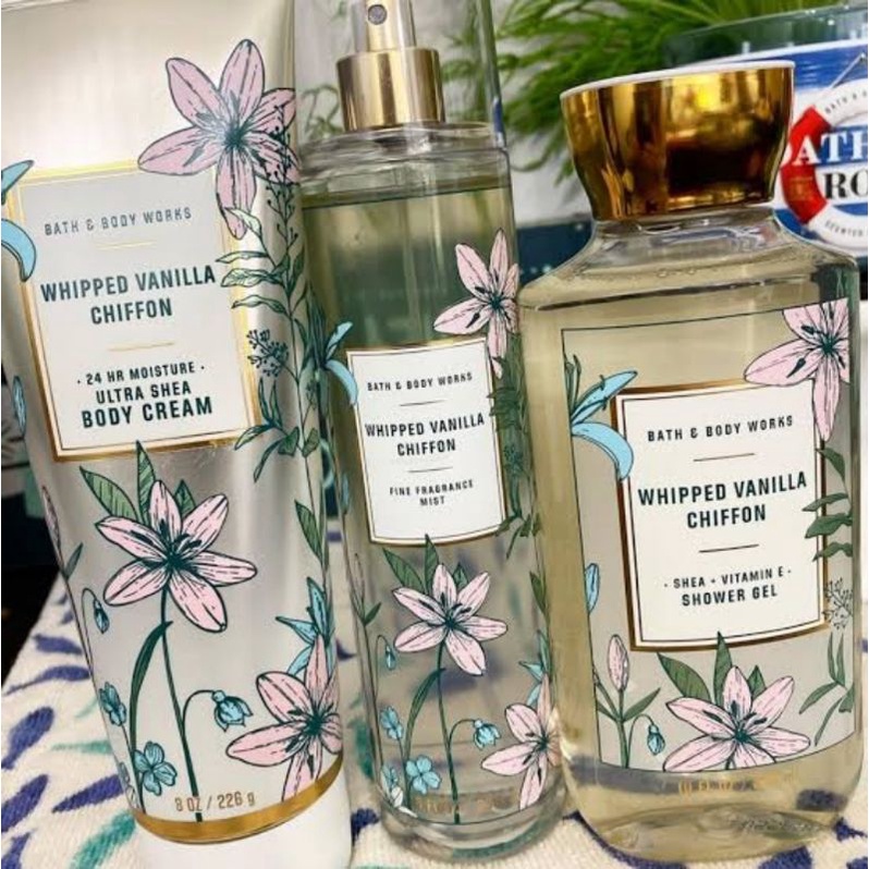 BATH &amp; BODY WORKS BBW WHIPPED VANILLA CHIFFON SERIES MIST LOTION SHOWER GEL BODY CREAM HAND CREAM SHOWER GEL BODY CREAM LOTION MIST WASH WALLFLOWER ROOMSPRAY SCENTPORTABLE GENTLE GEL DEEP CLEANSING GENTLE FOAMING CREAMY LUXE