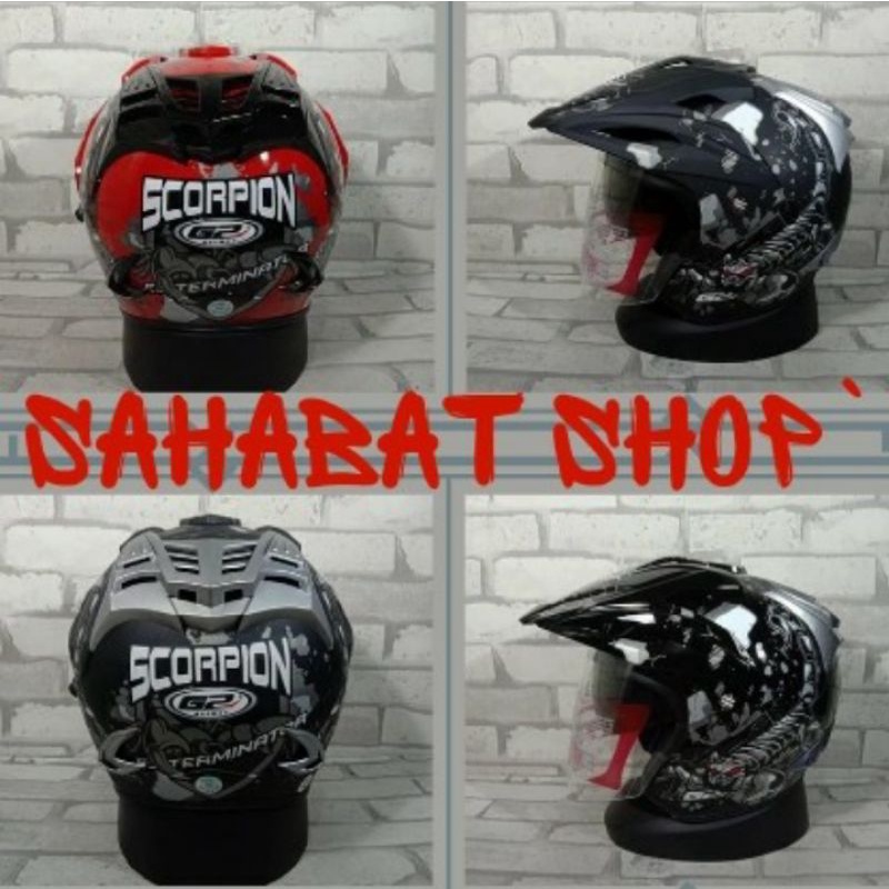 HELM G2 EXTERMINATOR MOTIF SCORPION | DOUBLE VISOR | HELM SNI