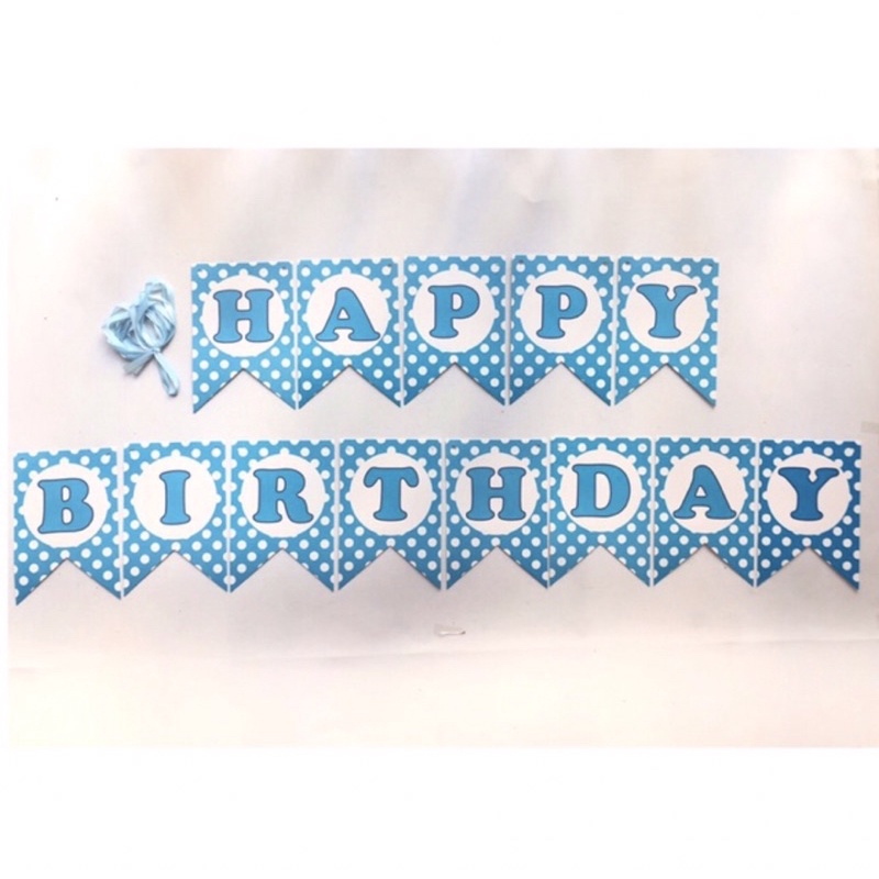 banner happy birthday polkadot / banner ulang tahun / baner ultah / bunting flag