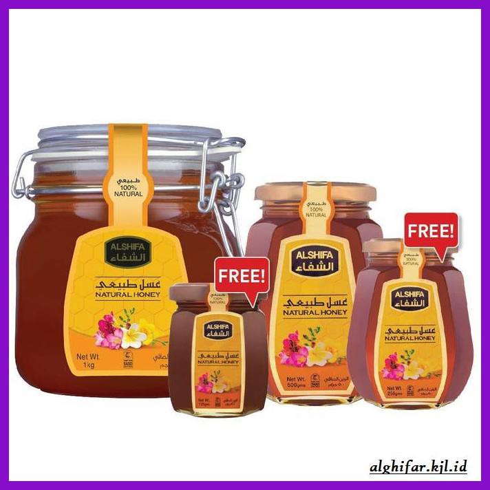

MADU-MINUMAN- FREE AL SHIFA NATURAL 250GR+125GR AL SHIFA NATURAL HONEY 1KG + 500GR -ASLI-BUKAN-KAWE-