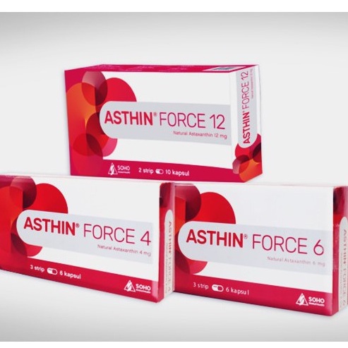 ASTHIN FORCE 12MG Strip Tablet Astaxanthin 6MG 4MG Strip Suplemen Kesehatan Anti Radikal Bebas Astin