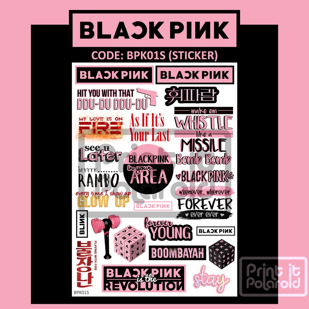 STICKER BLACKPINK A5 BESAR Stiker Korea Kpop Black Pink Logo Lirik