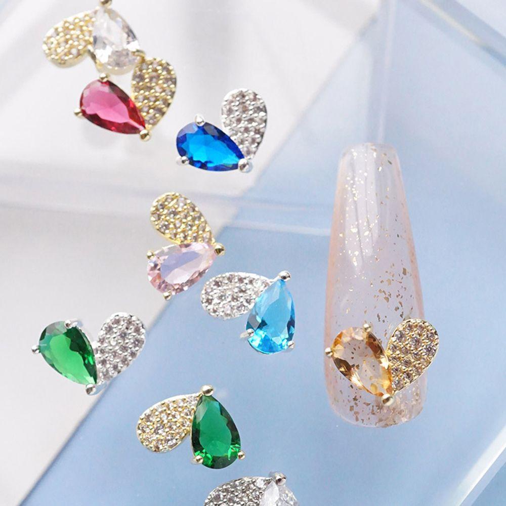 Agustina Glitter Jantung Kuku Pesona Zirkon Elegan Membuat Anting Permata Ornamen Kristal Manikur Aksesoris