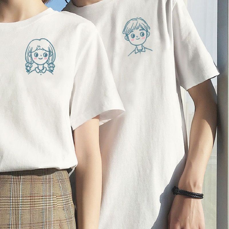 MYSTIQUE.ID-BAJU KAOS COUPLE BLUE FACE T-SHIRT LUCU DAN AESTHETIC