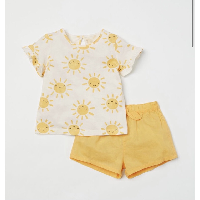 H&M hnm baby girl cotton set yellow baju setelan bayi dan anak branded original sale