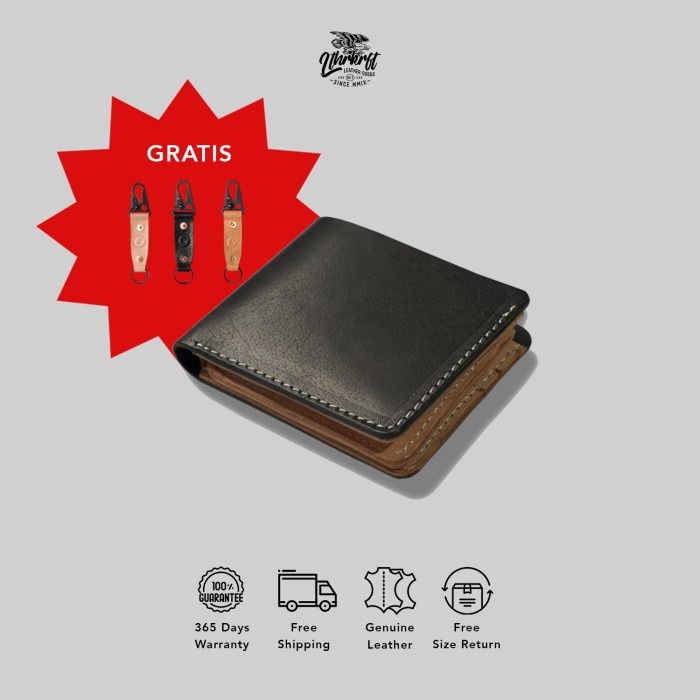 [MURAH] [COD] LTHRKRFT BIFOLD WALLET GENUINE LEATHER | DOMPET KULIT ASLI - Hitam