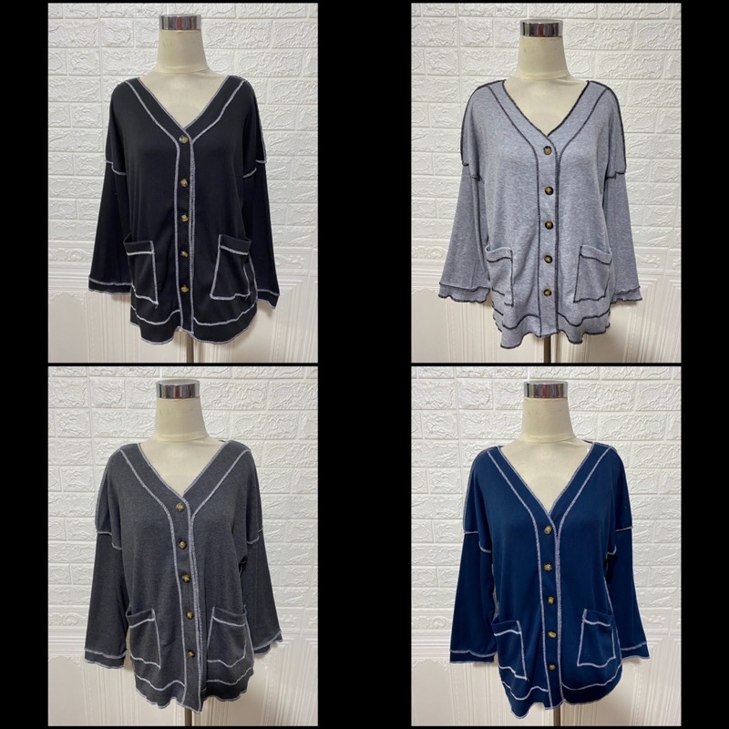 CARDIGAN TERBALIK CDG KANCING TANGAN PANJANG POLOS LIST KEREN MURAH GROSIR VIRAL MEWAH MODEL KOREA RAJUT KNIT